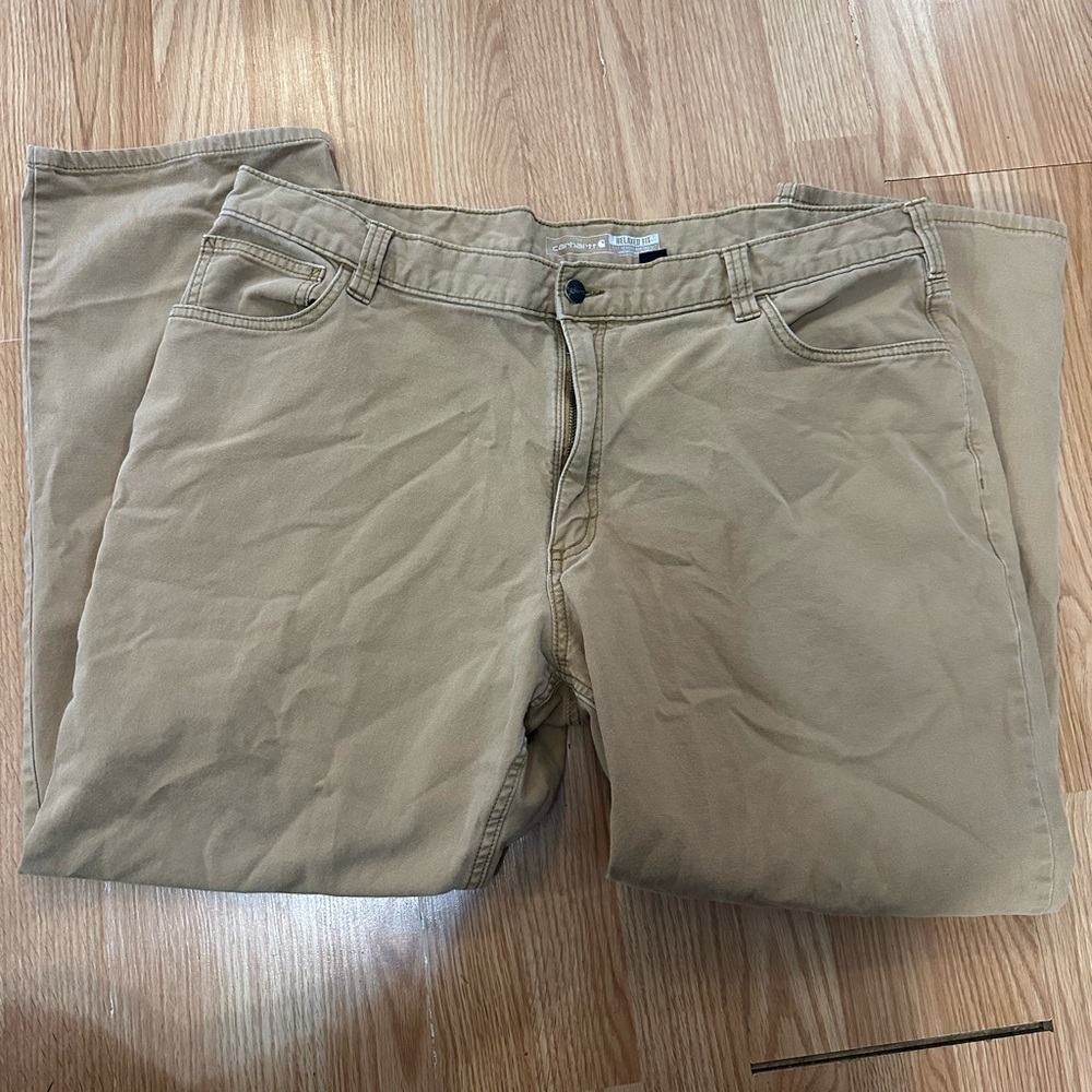 Carhartt 42x30 Rugged Flex Relaxed Fig Canvas 5 Pocket Work Pant Brown